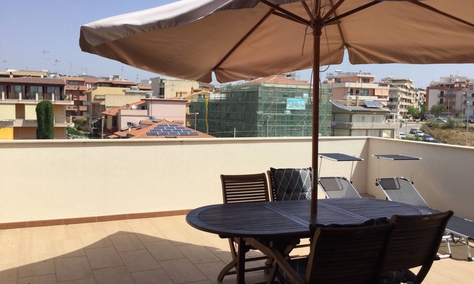 Pozzallo Apartment | Stylish Attic with Sea View and Terrace, 5 Min to Beach