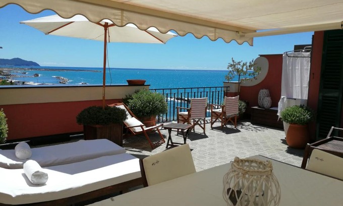 Chiavari Apartment | Oceanfront Retreat: Attico in Villa with Hot Tub & Views