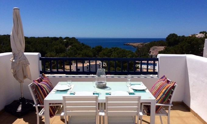 Cala Comte Apartment | Charming Mediterranean Penthouse with Ocean View & Pool