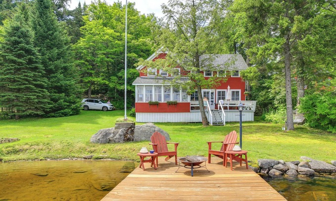 Stratford House | Quaint 1912 Adirondack Lake Camp with Fire Pit & Spa