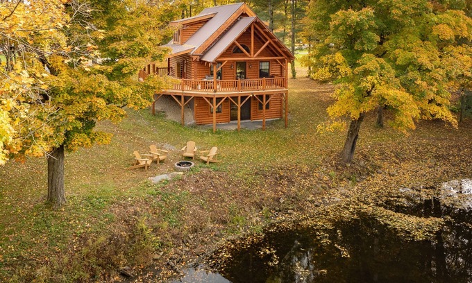 Rome Cabin | Charming Adirondack Log Cabin with Scenic Pond View