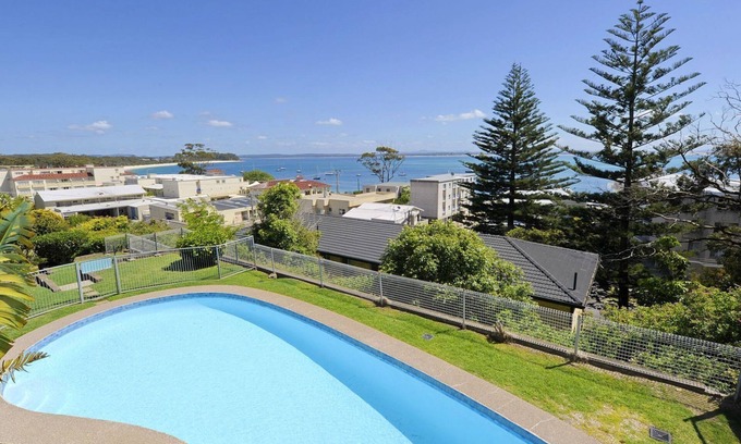Shoal Bay Apartment | Oceanfront Retreat with Pool & Breathtaking Shoal Bay Views