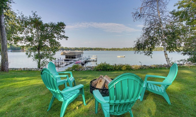 Backus Cabin | Scenic Backus Lakefront Cabin with Fire Pit & Dock Access