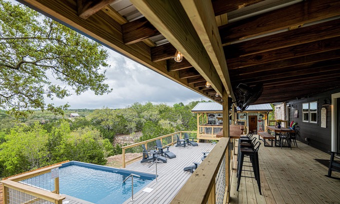 Dripping Springs House | Exquisite Private Salt Water Pool with Great Outdoor Spaces