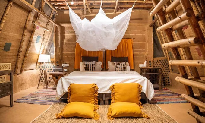 Gurugram Cottage | Bamboo Cabin w. Aravalli Hill Views