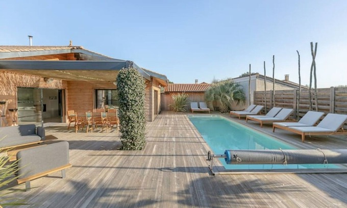Ares Villa | Relax at Bassin: Private Villa with Heated Pool for Families