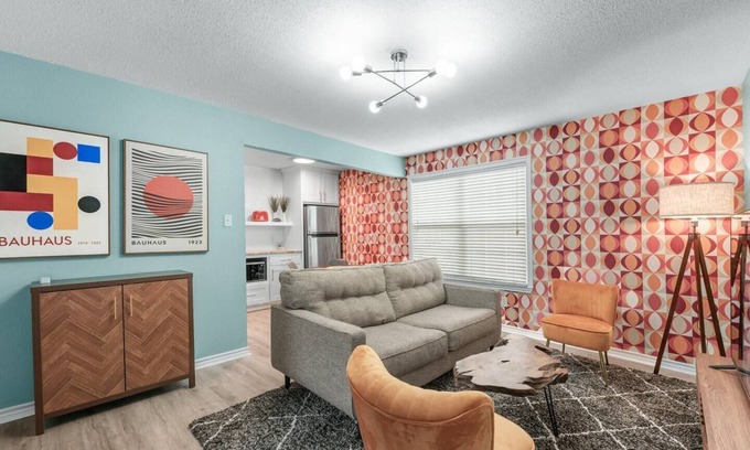 College Station Apartment | Prime Bauhaus Retreat: King Beds Near A&M Campus