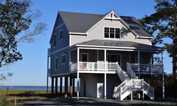Chincoteague House | Waterfront Bay View: Relax by the Dock and Enjoy Sunsets
