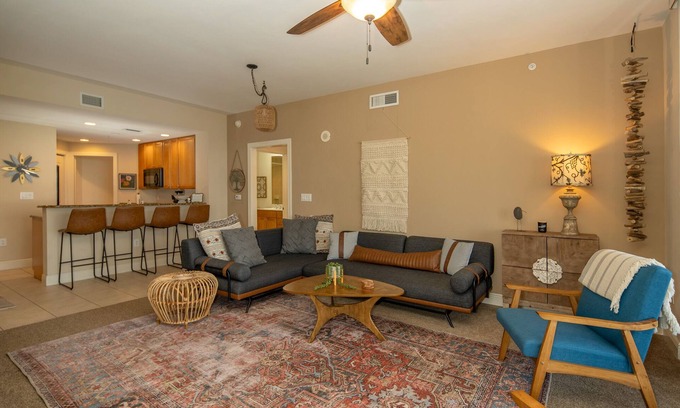 Cape Harbour Condo | Beach Boho Condo with Pool and Spa in Prime Location