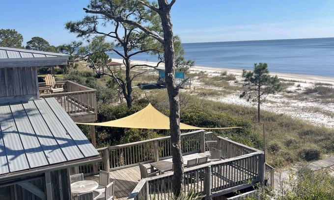 Alligator Point House | Beachfront Retreat with Dock, Pool & Pickleball Courts