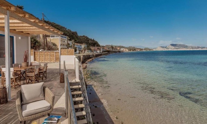 Argassi Villa | Beachfront Bleu Beach Villa with Panoramic Ocean Views
