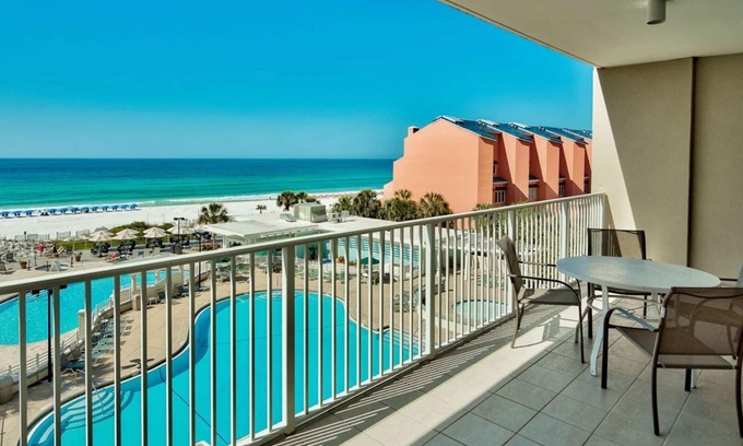 Four Mile Village Condo | Beachfront Retreat with Gulf Views and Tiki Bar Access