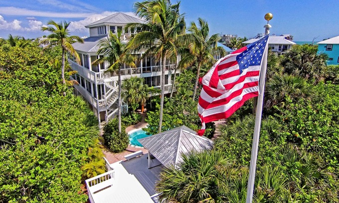 North Captiva House | Beachfront Retreat with Heated Pool & Gulf View Lanai