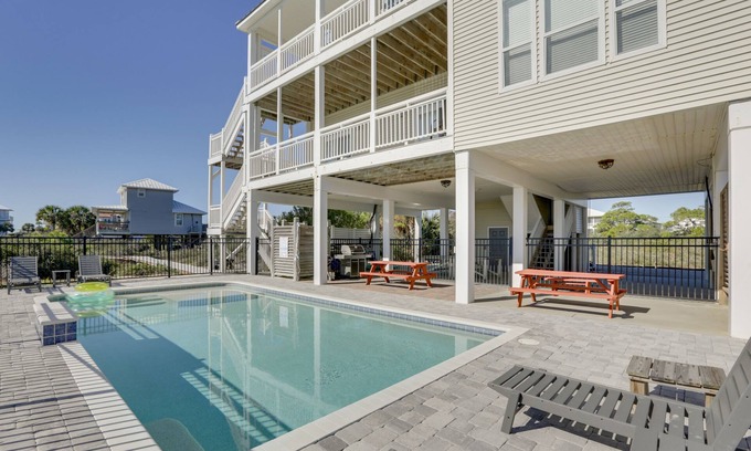 East End House | Beachfront Retreat with Pool & Ocean Views on St. George Island