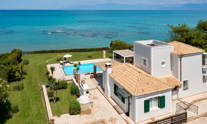 Sidari Villa | Beachfront Villa Victoras: Private Beach & Ocean Views Await