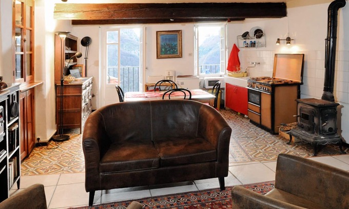 Saorge Apartment | Scenic Apartment with Balcony Overlooking Mountains & River