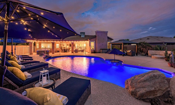 Phoenix House | Inviting Backyard Oasis with Heated Pool & Ocean Views