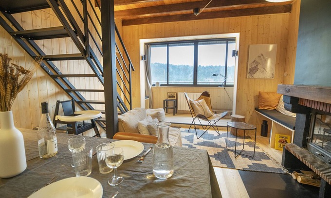Greolieres les Neiges Condo | Cozy Chalet Apartment with Hot Tub and Wood-Burning Stove