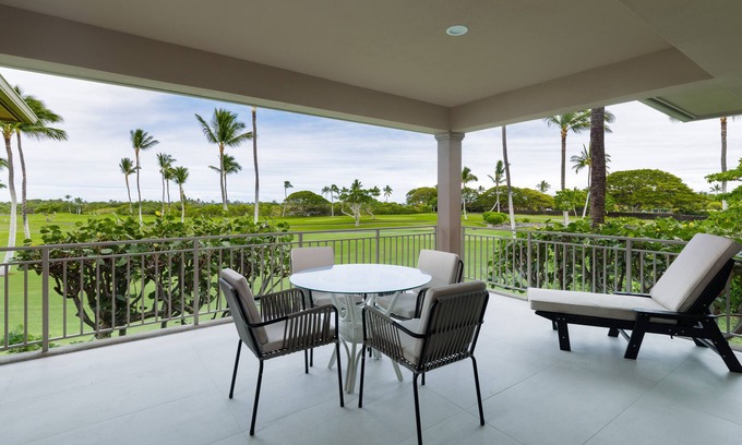 Kaupulehu Condo | Premier Fairway Villa 104A at Hualalai with Pool & Golf Carts