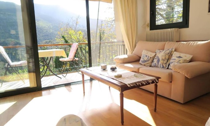 Longanikos House | Inviting Mountain View House with Cozy Fireplace & High Rating