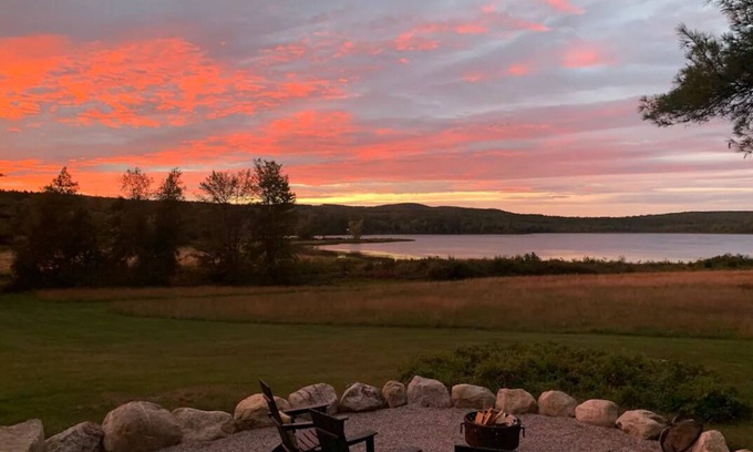 Farmington Falls House | Captivating Waterfront Retreat with Ocean Views & Family Amenities
