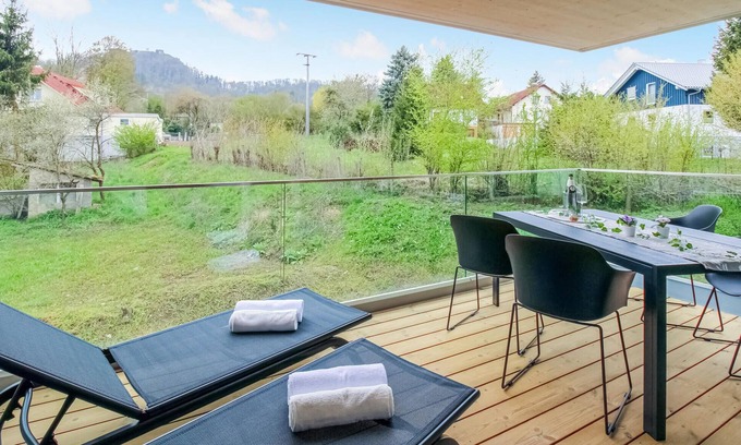Muhlhausen Apartment | Welcoming Apartment with Balcony and Scenic Hill Views