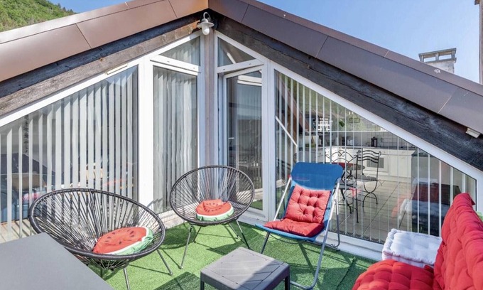 Sevrier Apartment | Elegant Duplex Apartment with Terrace, Steps from the Lake