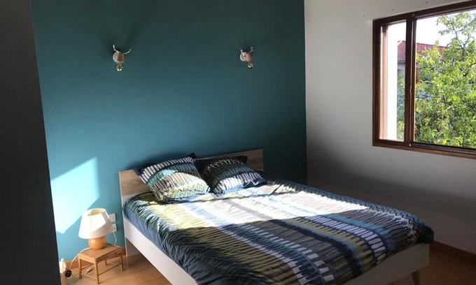 Marsat House | Tranquil Room in Family-Friendly Home with Kitchen Access