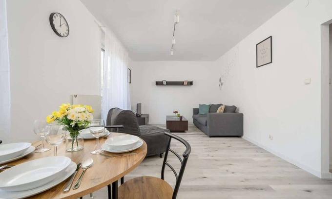 Fabryczna Apartment | Comfortable Białowieska Apartment with Balcony in Wrocław