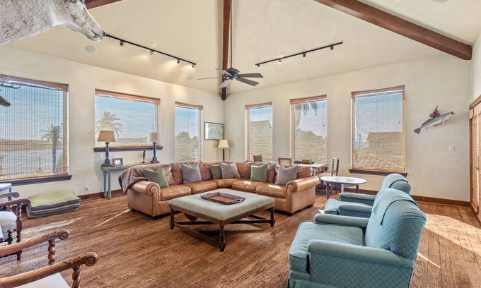 Hackberry House | Idyllic Big Camp by the Water with Pool and Pet-Friendly Perks