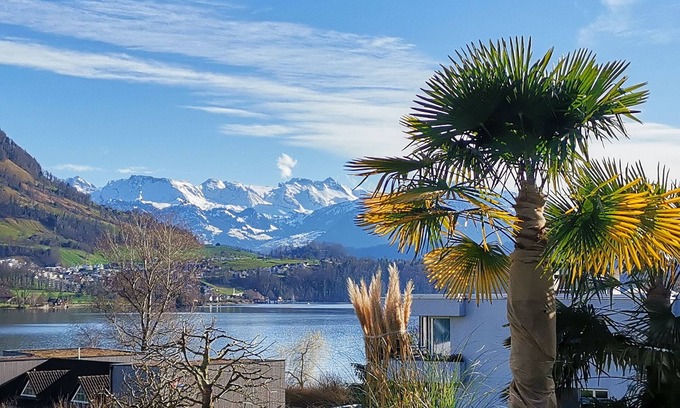 Merlischachen Apartment | Experience Bijou on Lake Lucerne with Spa and Scenic Views