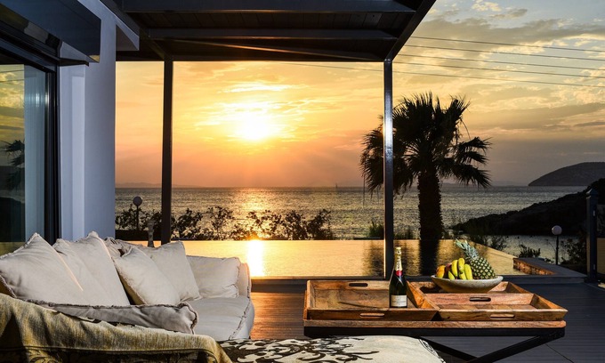 Palaia Fokaia Villa | Premier Beachfront Villa Selenia with Ocean View & Spa