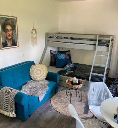 Cerna V Posumavi Apartment | Pet-Friendly Blue Apartment Jestřábí with Ocean Views