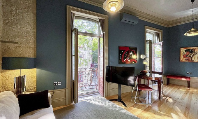 Bonfim Apartment | Guest Rated: Blue Studio in Art Nouveau Townhouse