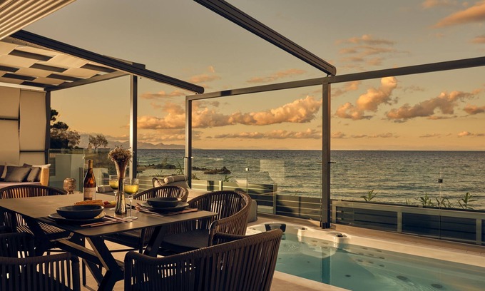 Alikanas Villa | Blue View Villa: Relaxing Getaway with Jacuzzi & Ocean Vista