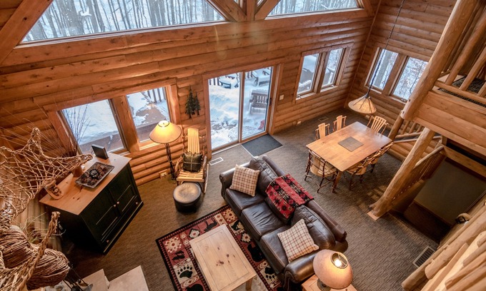 Boyne City Cabin | Boyne Mountain Cabin: Lake View Retreat with Pool Access