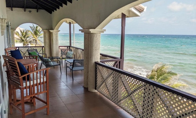 Oistins Apartment | Breezy Ocean Front Condo with Pool and Beach Access