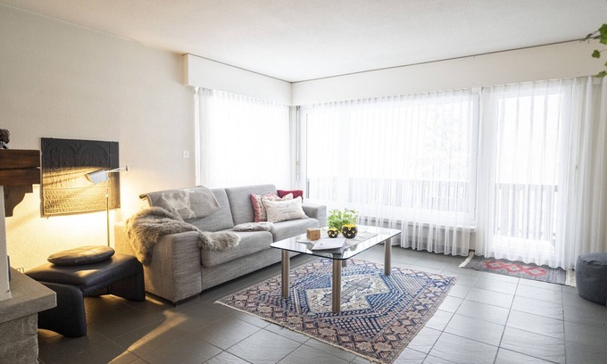 Engadin Scoul Apartment | Comfortable Brentschpark 13: Cozy Flat with Pool Access