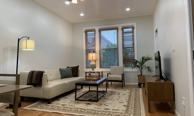 Logan Square Apartment | Bright 2-Bed Retreat in Logan Square with Breakfast Included