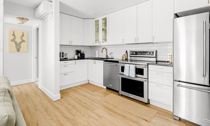 Parkside Condo | Modern King Suite with Pool | Steps from Creekside Trail