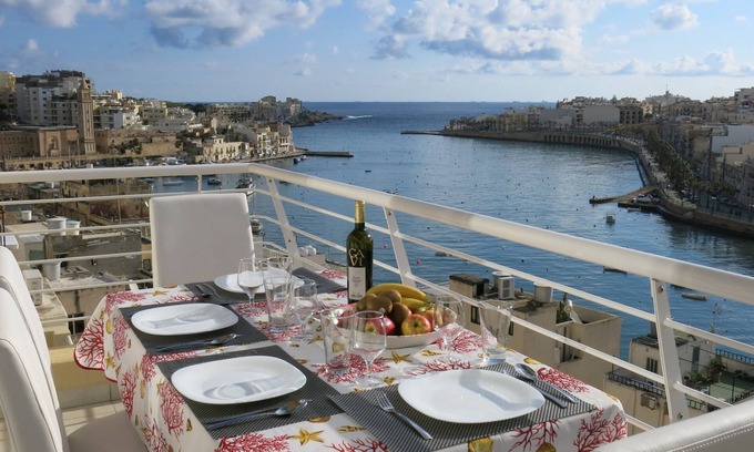 Marsaskala Apartment | Inviting Penthouse with Oceanfront Views and Pool Access