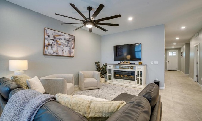 Maricopa County House | Cozy Buckeye Home with Pergola and Fire Pit Retreat
