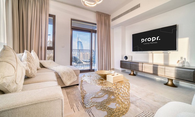Umm Suqeim 3 Apartment | Inviting Burj Al Arab 2BR Retreat with Sea Views