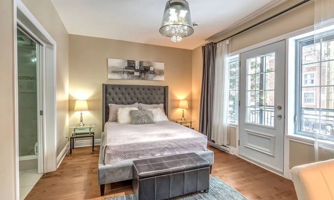 Cote-Des-Neiges—Notre-Dame-De-Grace Apartment | Elegant 2-Bedroom Condo with Balconies & High-Speed WiFi