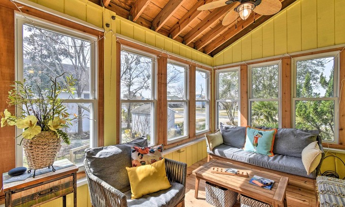 Colington Harbour House | Elegant Canalfront Oasis with Dock, Kayaks & Pool Access
