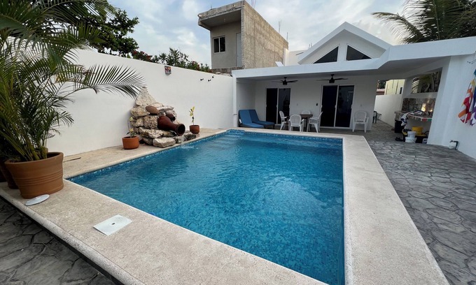 Majahual House | Casa Azul: Enjoy a Private Pool Steps from the Caribbean