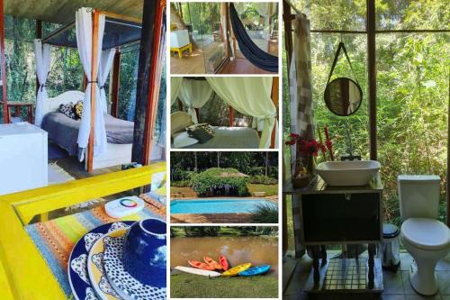 Itatiba Villa | Casa de Vidro na Mata, com Lago, cachoeira, caiaque, Stand up, escorregador no lago