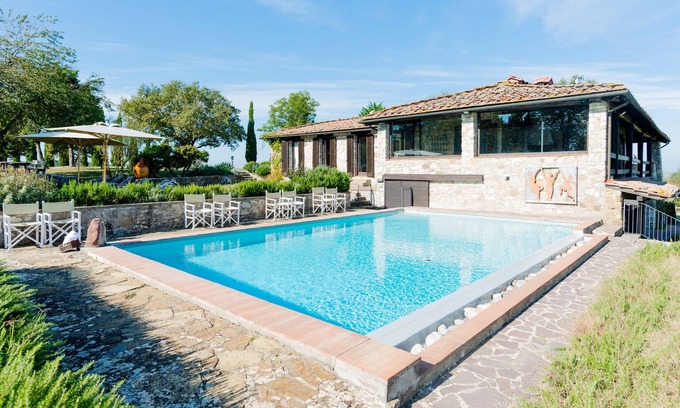 Castellina in Chianti House | Elegant Casale Cipressi in Chianti with Private Pool & Spa