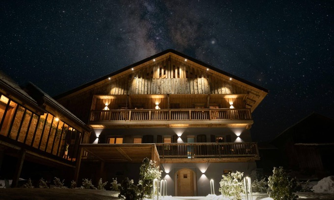 Le Petit-Bornand-les-Glieres Ski Chalet | Chalet 1703: Designer Stay with Spa and Lake Views