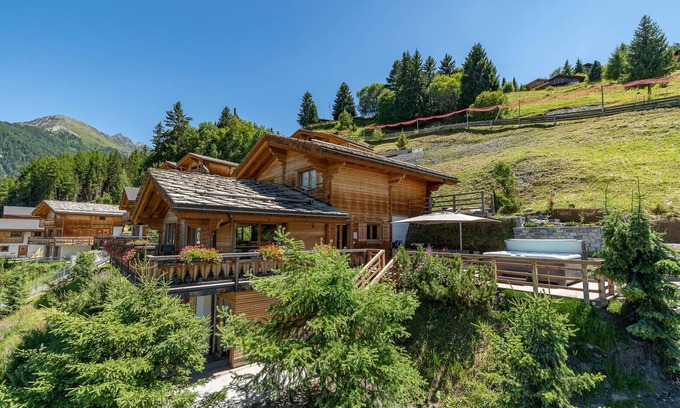 La Tzoumaz Ski Chalet | Experience Chalet le Grand Ours: Hot Tub & Scenic Views